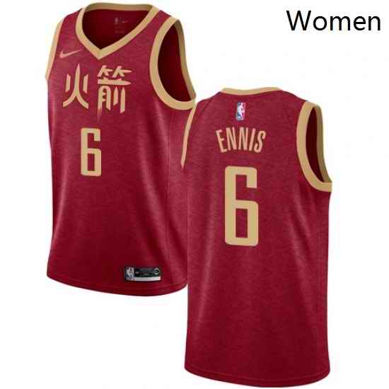 Womens Nike Houston Rockets 6 Tyler Ennis Swingman Red NBA Jersey 2018 19 City Edition